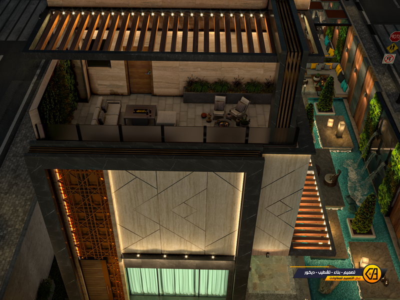 تصميم مودرن داخلي وخارجي لفلة في تبوك, المساحة 650 كتر مربع