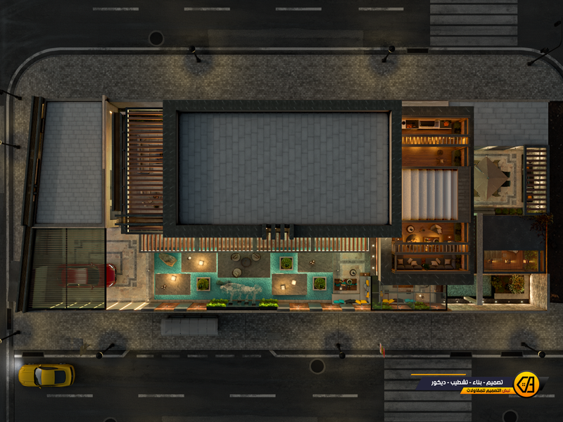 تصميم مودرن داخلي وخارجي لفلة في تبوك, المساحة 650 كتر مربع