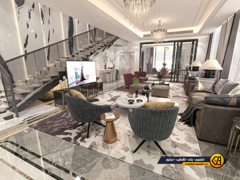 تصميم مودرن داخلي وخارجي لفلة في تبوك, المساحة 650 متر مربع