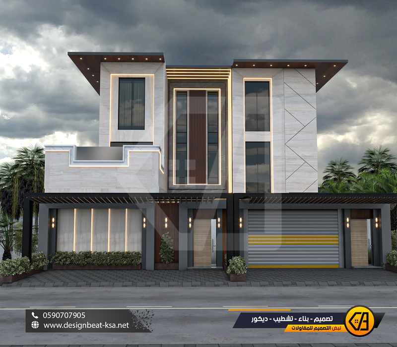 تصمي واجهة فيلا في حي العارض, المساحة 650 متر مربع