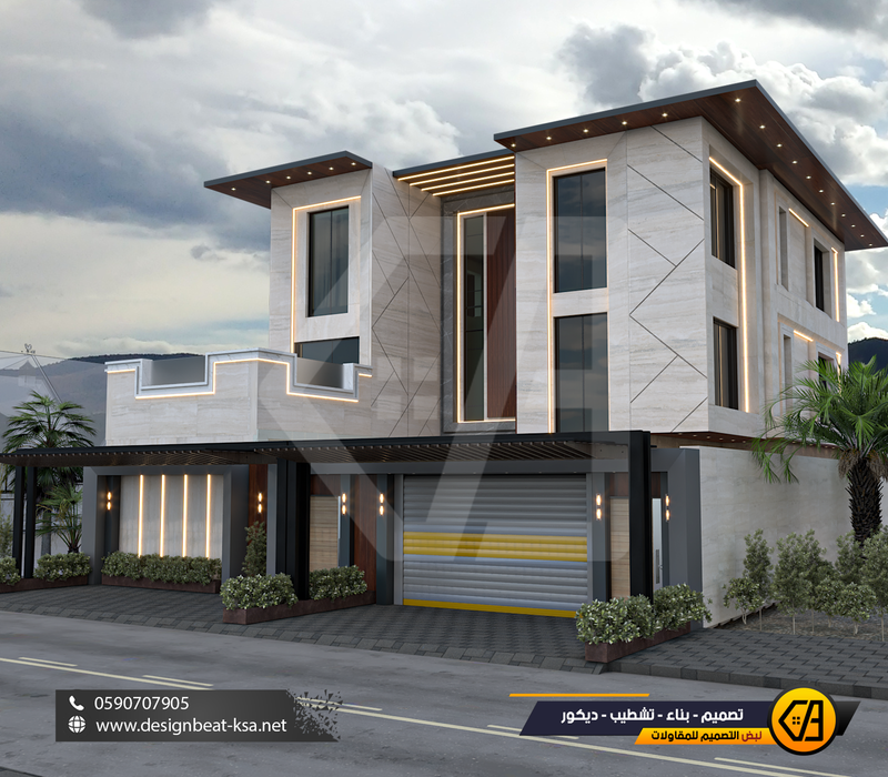 تصمي واجهة فيلا في حي العارض, المساحة 650 متر مربع