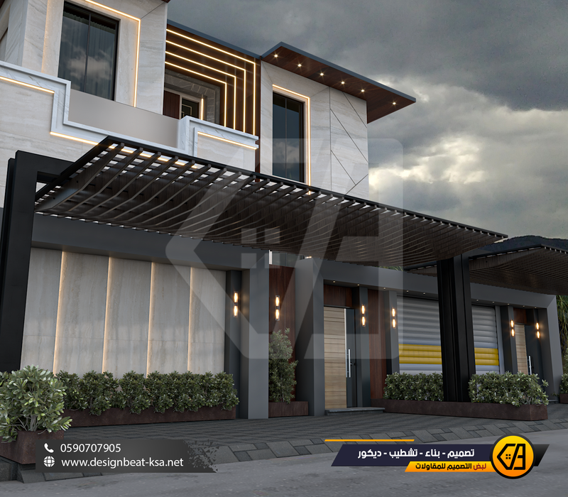 تصمي واجهة فيلا في حي العارض, المساحة 650 متر مربع