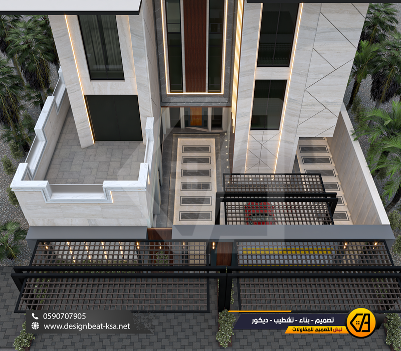 تصمي واجهة فيلا في حي العارض, المساحة 650 متر مربع