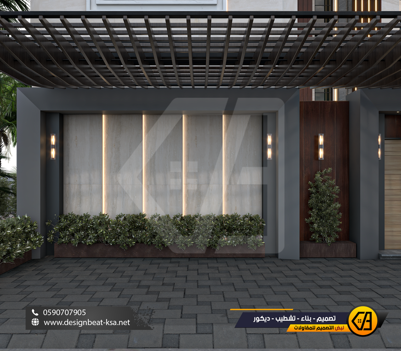 تصمي واجهة فيلا في حي العارض, المساحة 650 متر مربع