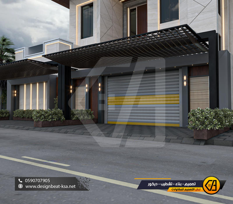 تصمي واجهة فيلا في حي العارض, المساحة 650 متر مربع