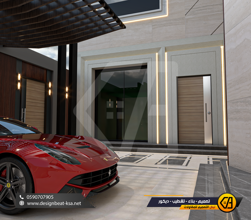 تصمي واجهة فيلا في حي العارض, المساحة 650 متر مربع