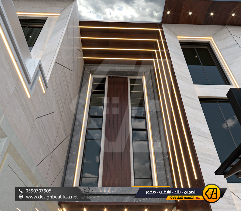 تصمي واجهة فيلا في حي العارض, المساحة 650 متر مربع