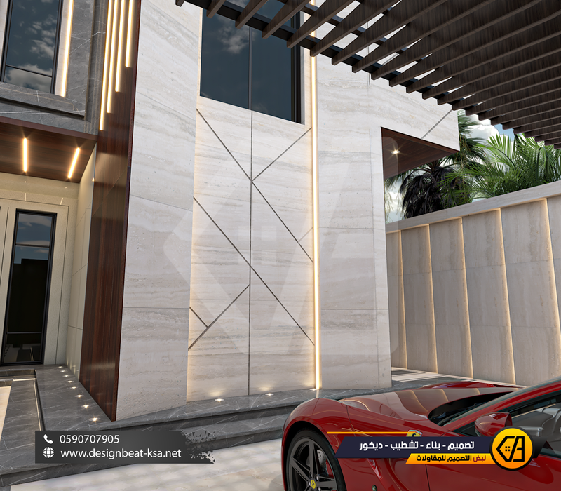 تصمي واجهة فيلا في حي العارض, المساحة 650 متر مربع