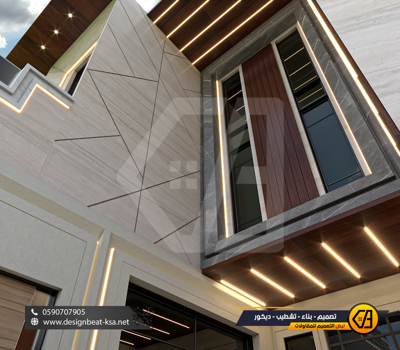 تصمي واجهة فيلا في حي العارض, المساحة 650 متر مربع