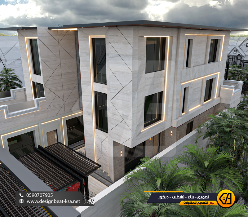 تصمي واجهة فيلا في حي العارض, المساحة 650 متر مربع