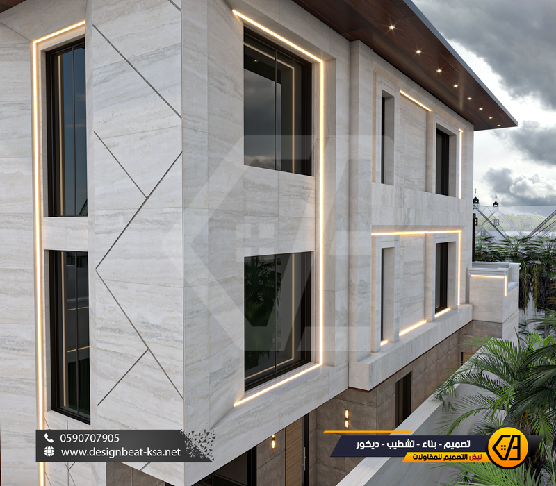 تصمي واجهة فيلا في حي العارض, المساحة 650 متر مربع