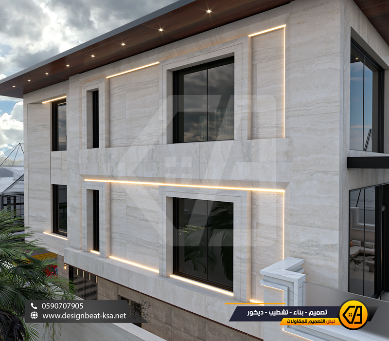 تصمي واجهة فيلا في حي العارض, المساحة 650 متر مربع