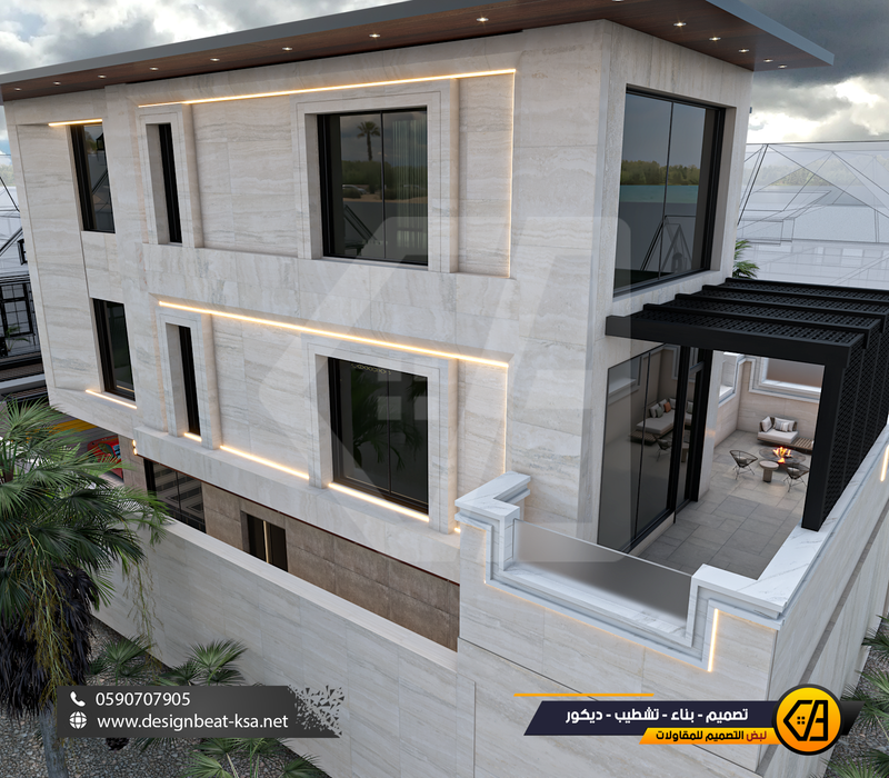 تصمي واجهة فيلا في حي العارض, المساحة 650 متر مربع