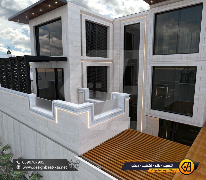 تصمي واجهة فيلا في حي العارض, المساحة 650 متر مربع