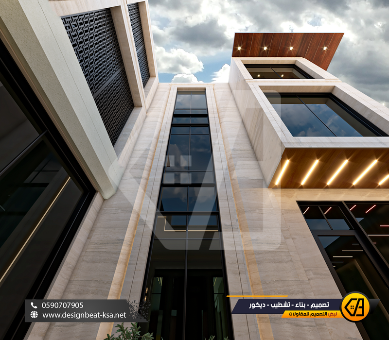 تصمي واجهة فيلا في حي العارض, المساحة 650 متر مربع