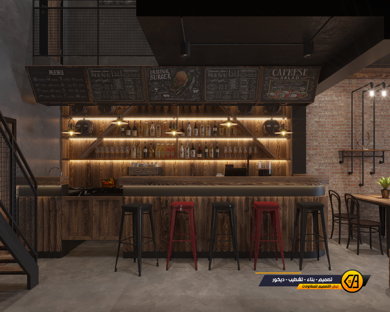 تصميم كوفي شوب على النمط الصناعي