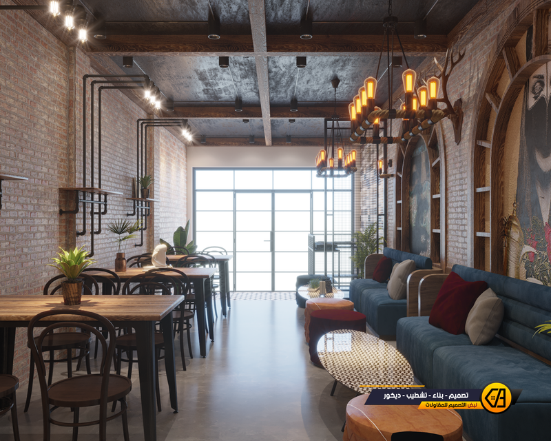 تصميم كوفي شوب على النمط الصناعي