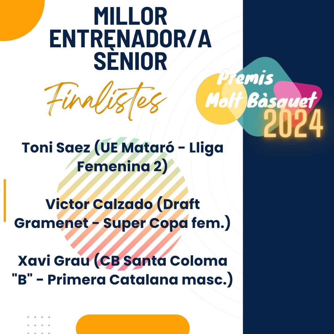 Finalistes Millor Entrenador/a Sènior Premis Molt Bàsquet 2024
