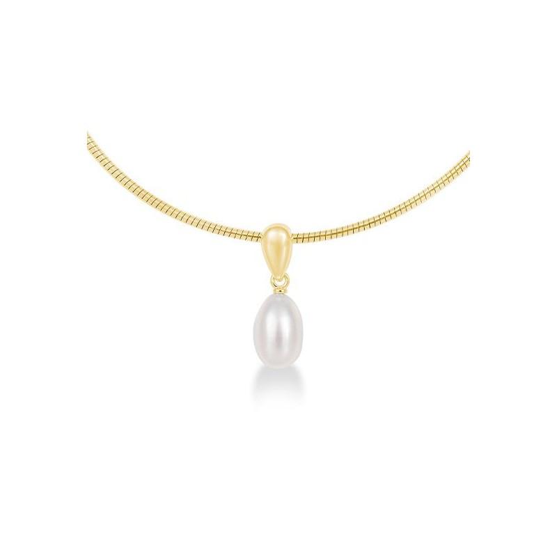 9ct Yellow Gold Freshwater Pearl Edison Diamond Pendant