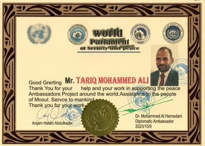 With distinction with honors, Dr. Mohammed Al-Hamdani honored Mr. Tariq Mohammed Ali in Erbil
