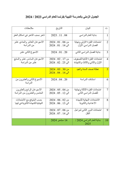 بداية العام الدراسي 2023 / 2024