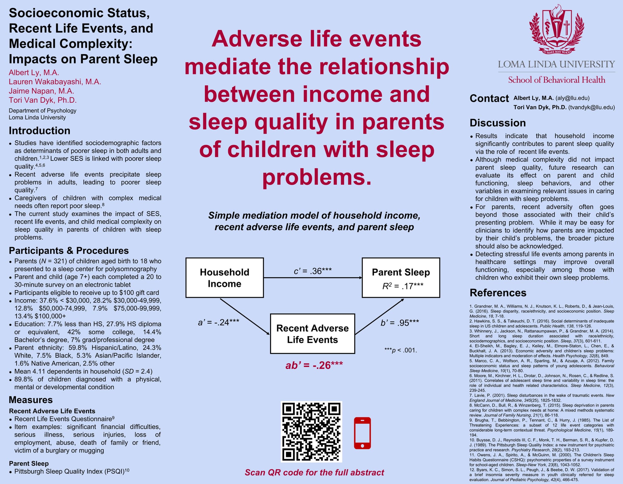 Adverse life events mediate the relationship between income and sleep quality in parents of children with sleep problems.