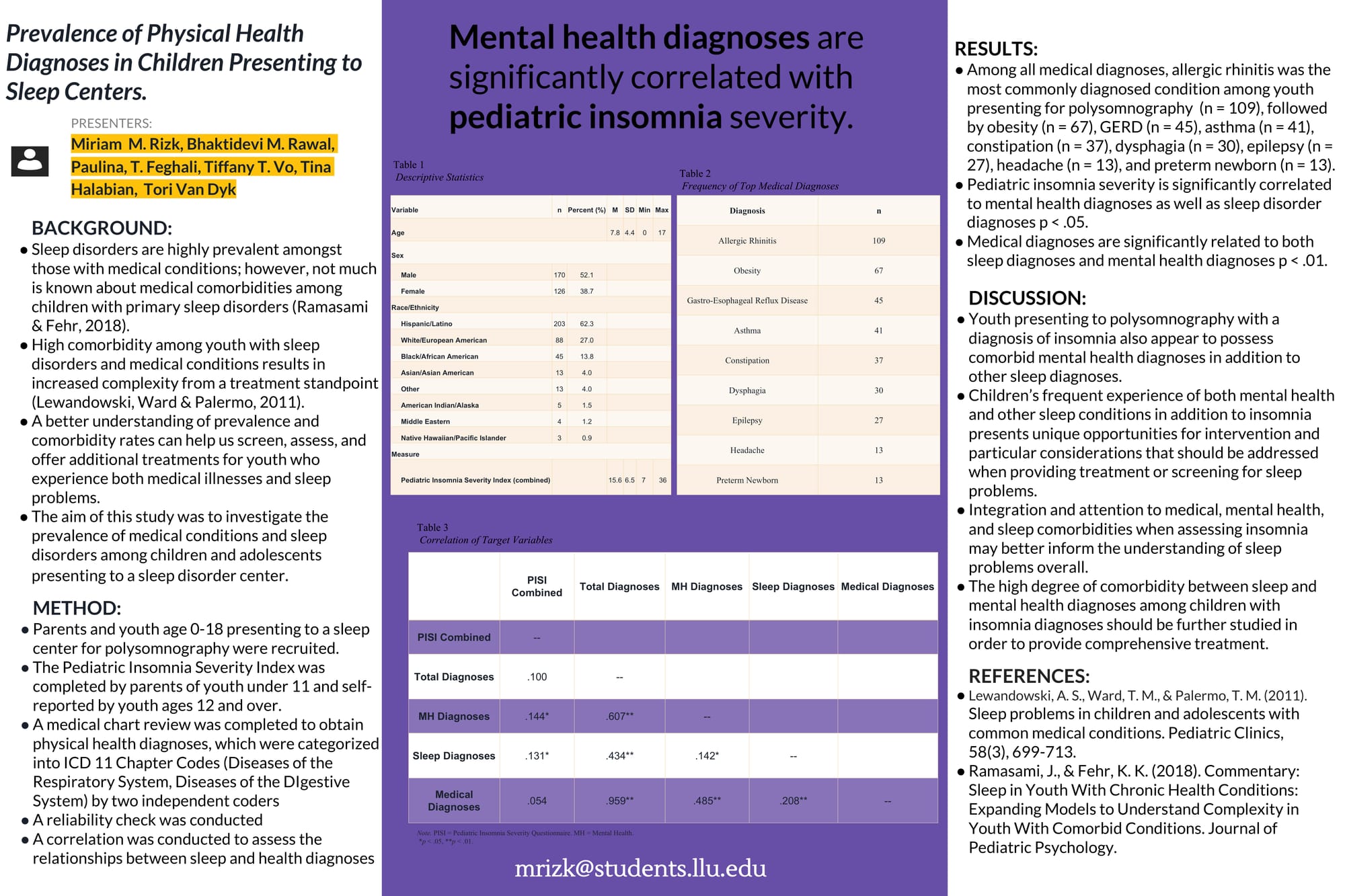 Prevalence of Physical Health Diagnoses in Children Presenting to Sleep Centers