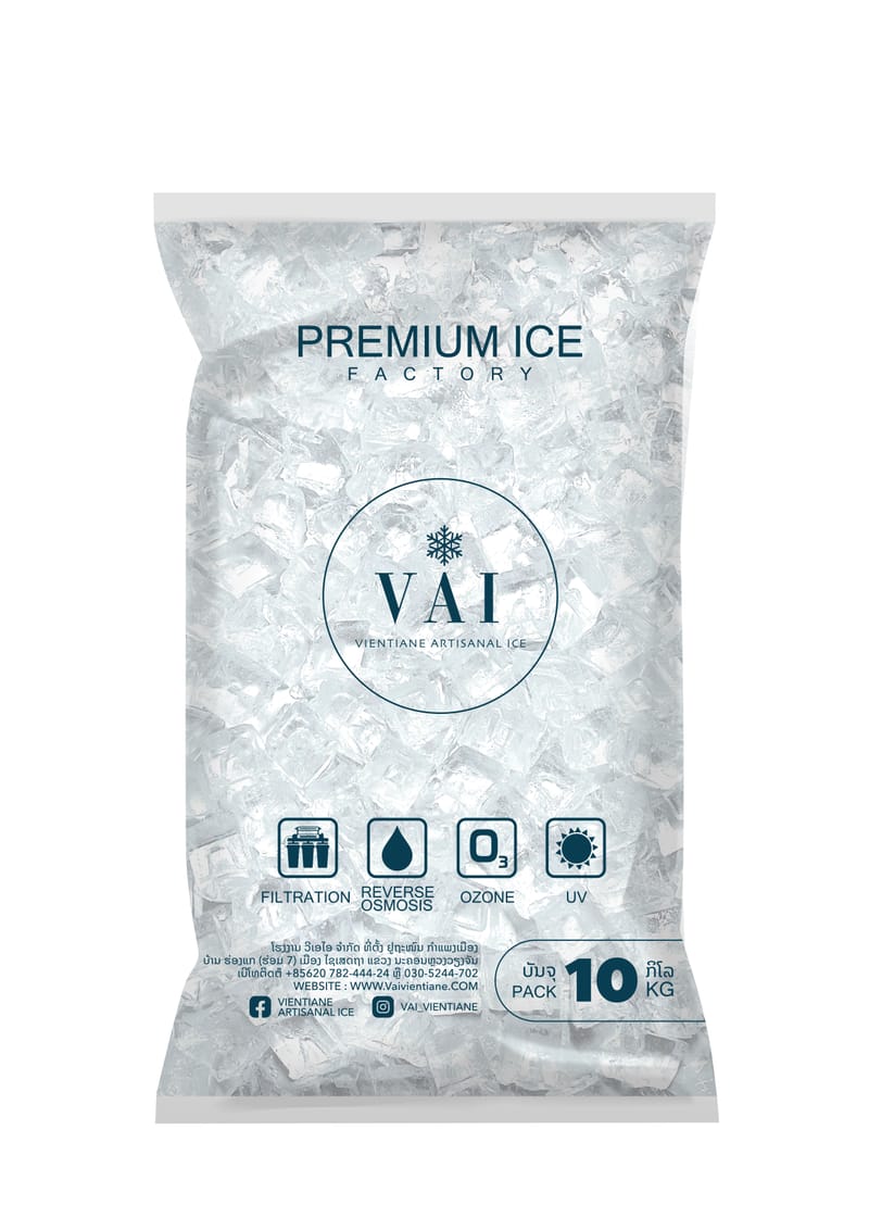 CUBE ICE 10 KG / ນ້ຳກ້ອນຫຼ່ຽມ 10 ກິໂລ