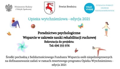Opieka wytchnieniowa - edycja 2021

Poradnictwo specjalistyczne.