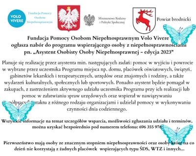 Rekrutacja do programu ASYSTENT OSOBISTY OSOBY NIEPEŁNOSPRAWNEJ - edycja 2023