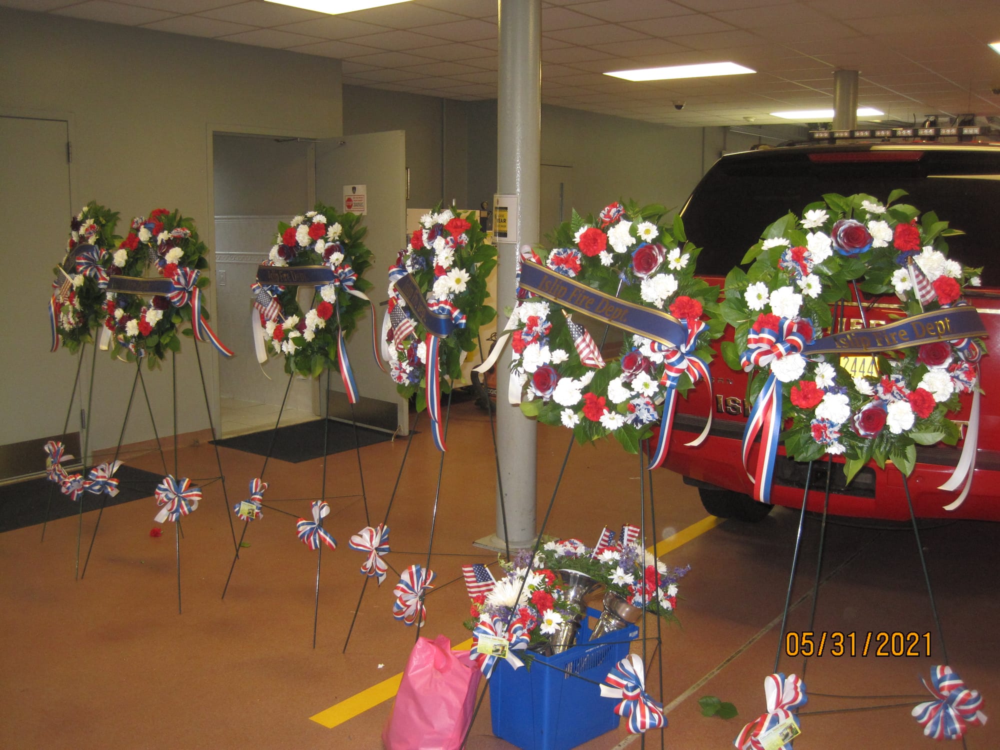 Wreathes that the Islip FD Chiefs will Place around Town