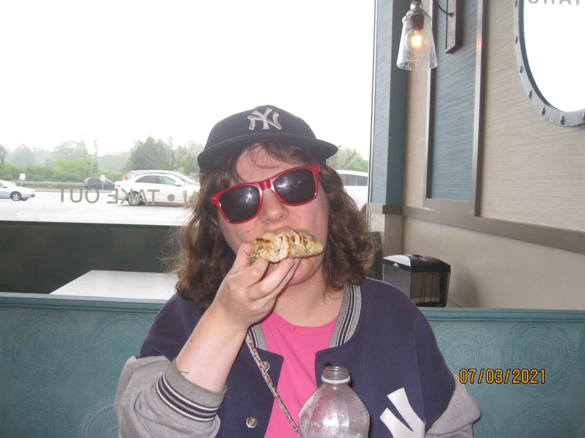 Eileen finishing her gyro