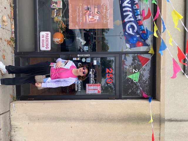 Eileen outside the new book store in East Northport