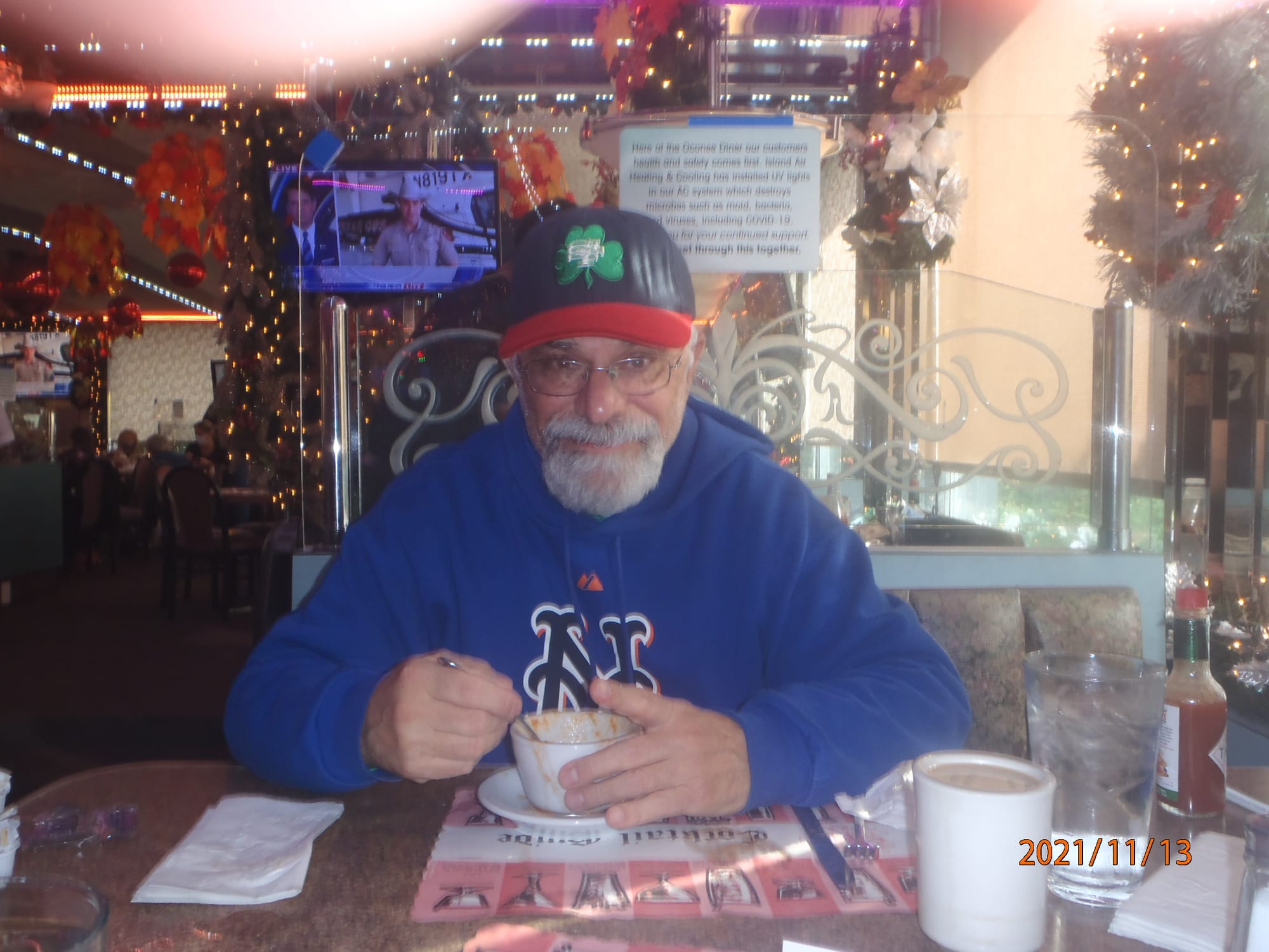 I am enjoying Manhattan clam chowder at Oconee