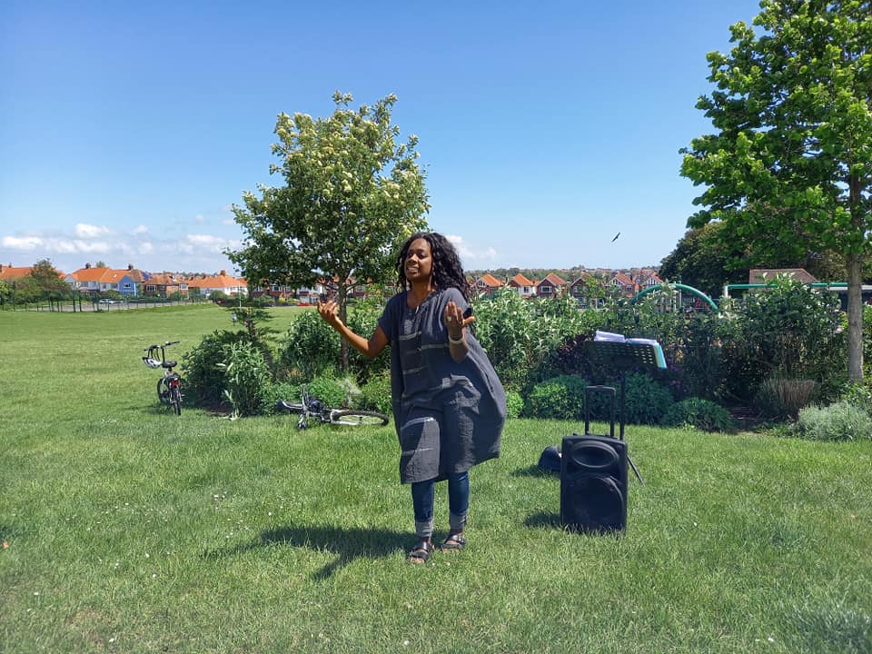 Angela leading a rehearsal in the Old Town Rec