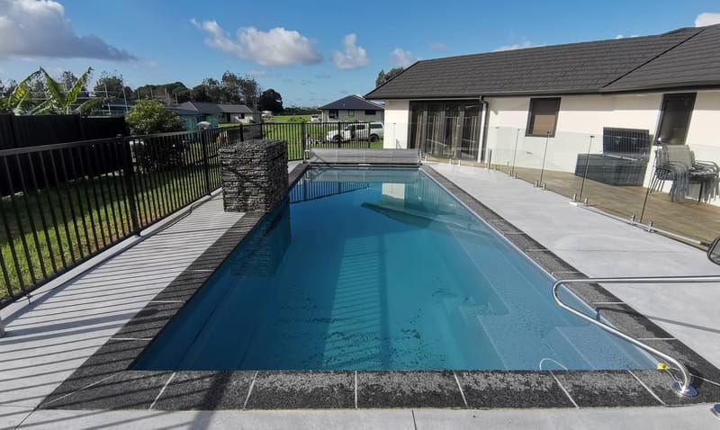 Schist Veneer Pool Fountain Wall