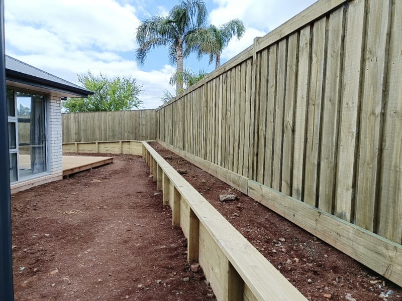 Timber Retaining Wall With Garden Bed