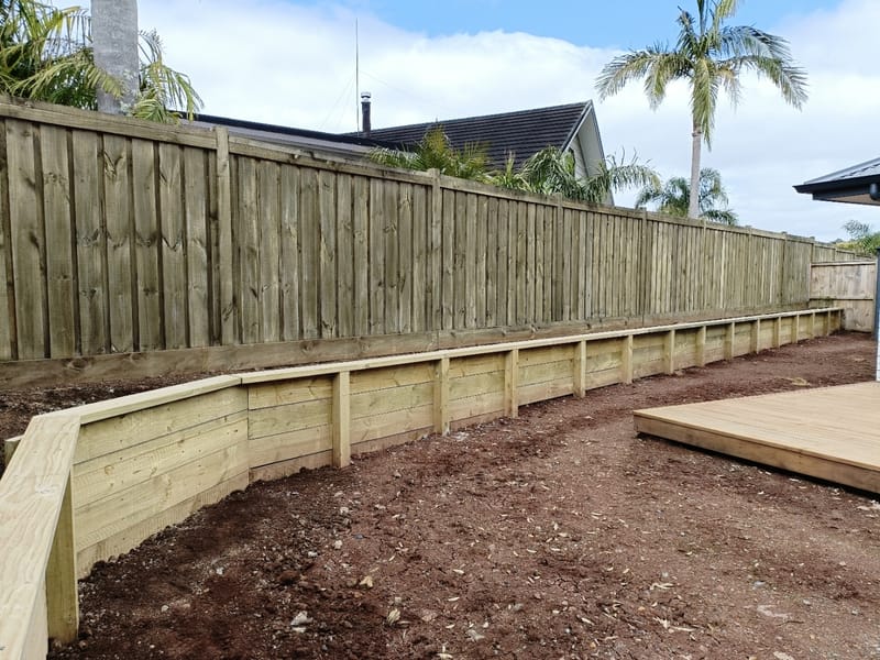 Timber Retaining Wall With Garden Bed