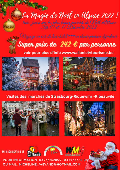 Voyage de 4 jours sur les marchés de Noël d'Alsace seulement pour  P/P tout compris (Hôtel, restaurant et transport) en 2024