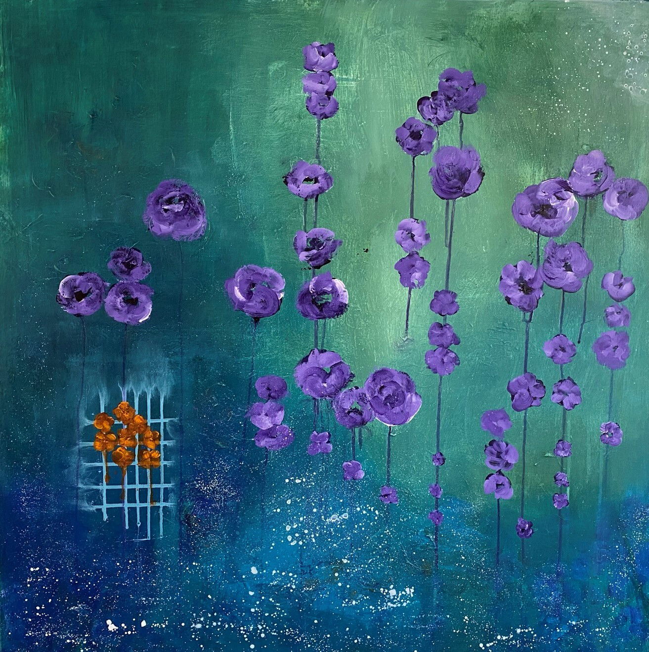 Antonella Gasparin: Viole - Acryl auf Leinwand, 100 x 100 cm