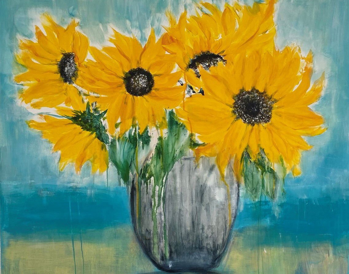 Antonella Gasparin: Girasoli - Acryl auf Leinwand, 100 x 100 cm