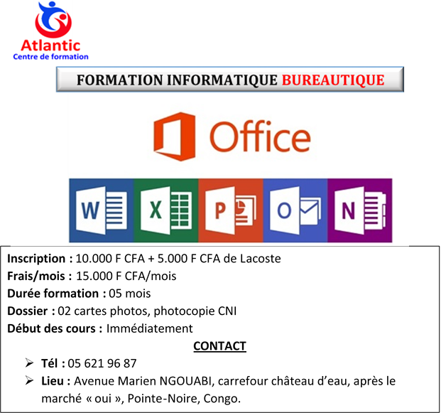 Formation Informatique Bureautique ( Grand public)
