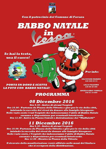 Babbo Nata in Vespa a Favara