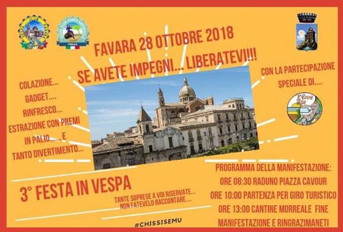 Favara. Annullata causa maltempo la terza edizione di “Festa in Vespa”