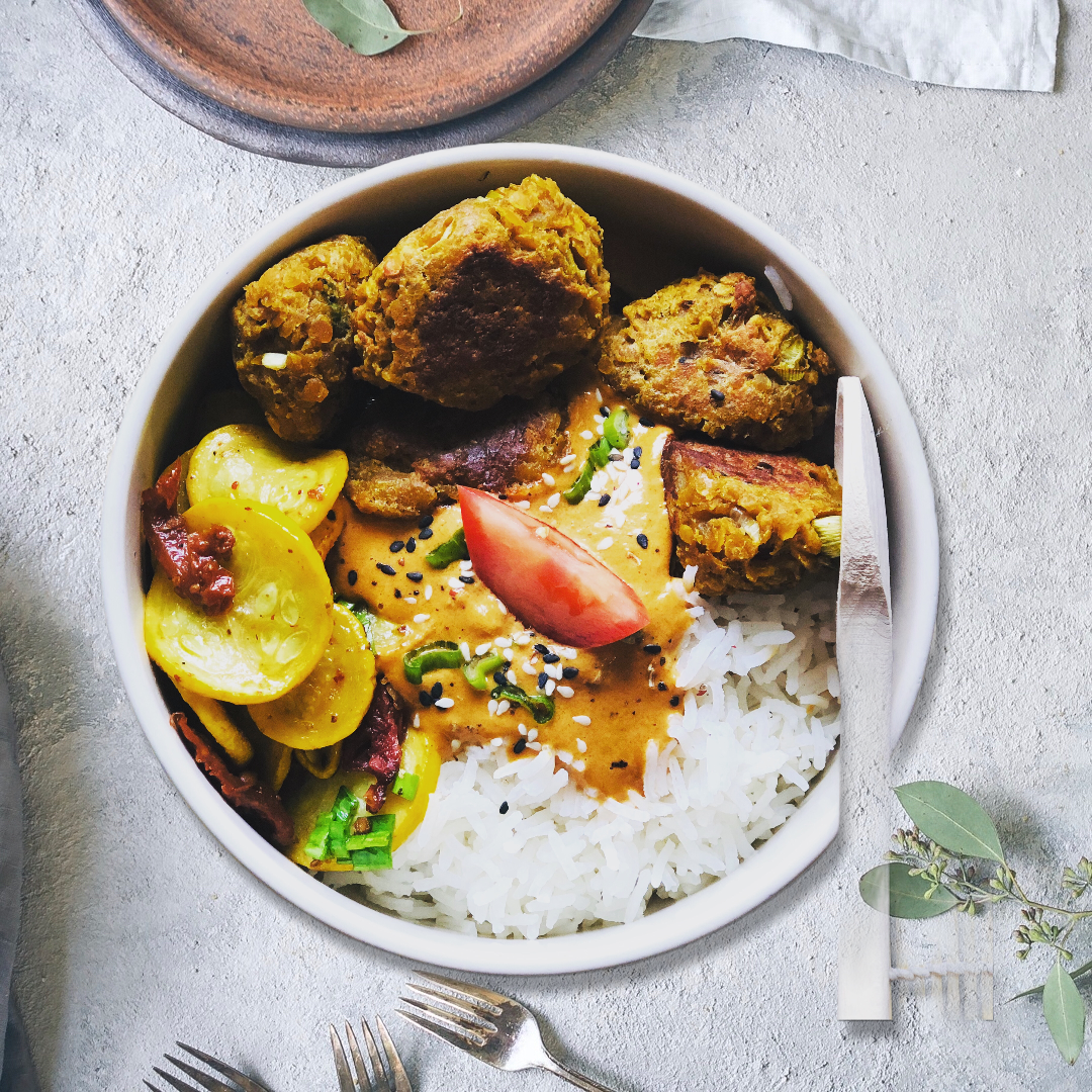 BOWL VEGGIE SAUCE SATE (LENTILLES CORAIL)