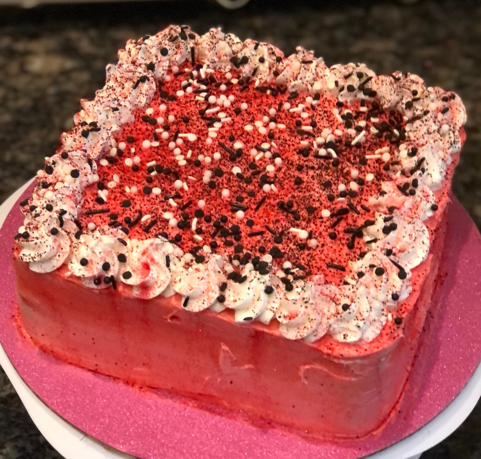 Red Accent White Cake - Double Layer