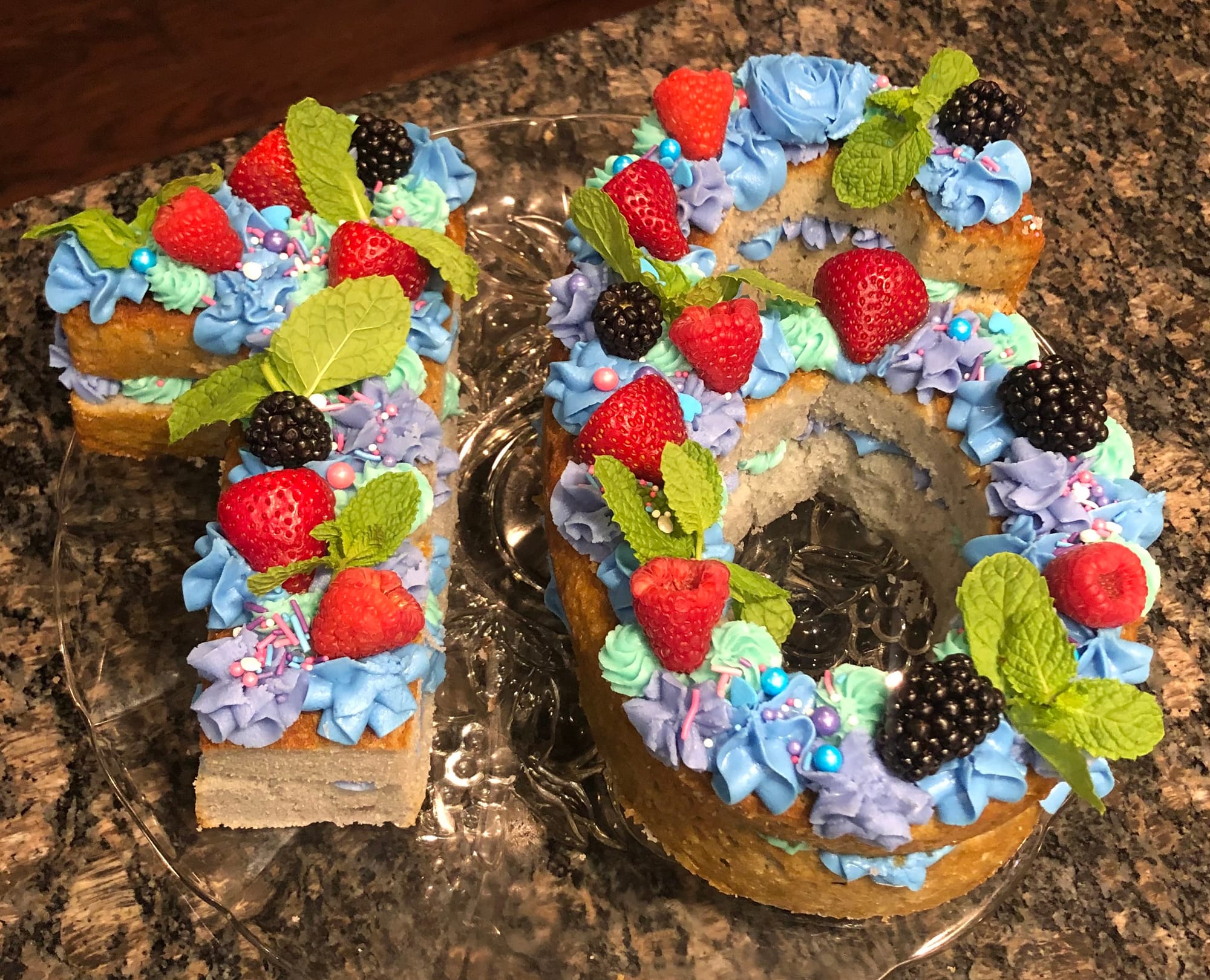 Number 16 Vanilla Birthday Cake With Berries And Buttercream Frosting