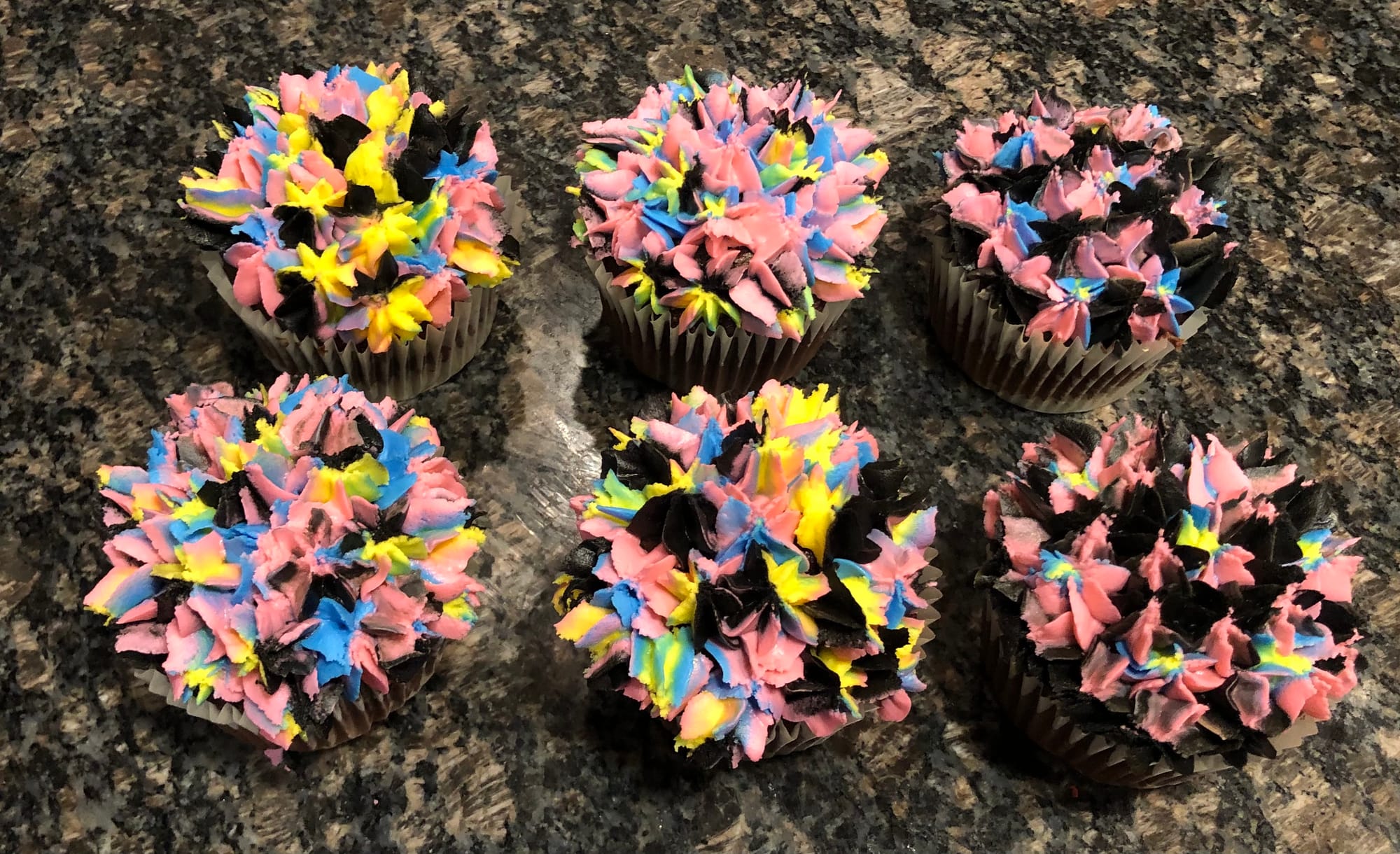 Chocolate Cupcakes With Tie-Dye Vanilla & Chocolate Buttercream Frosting