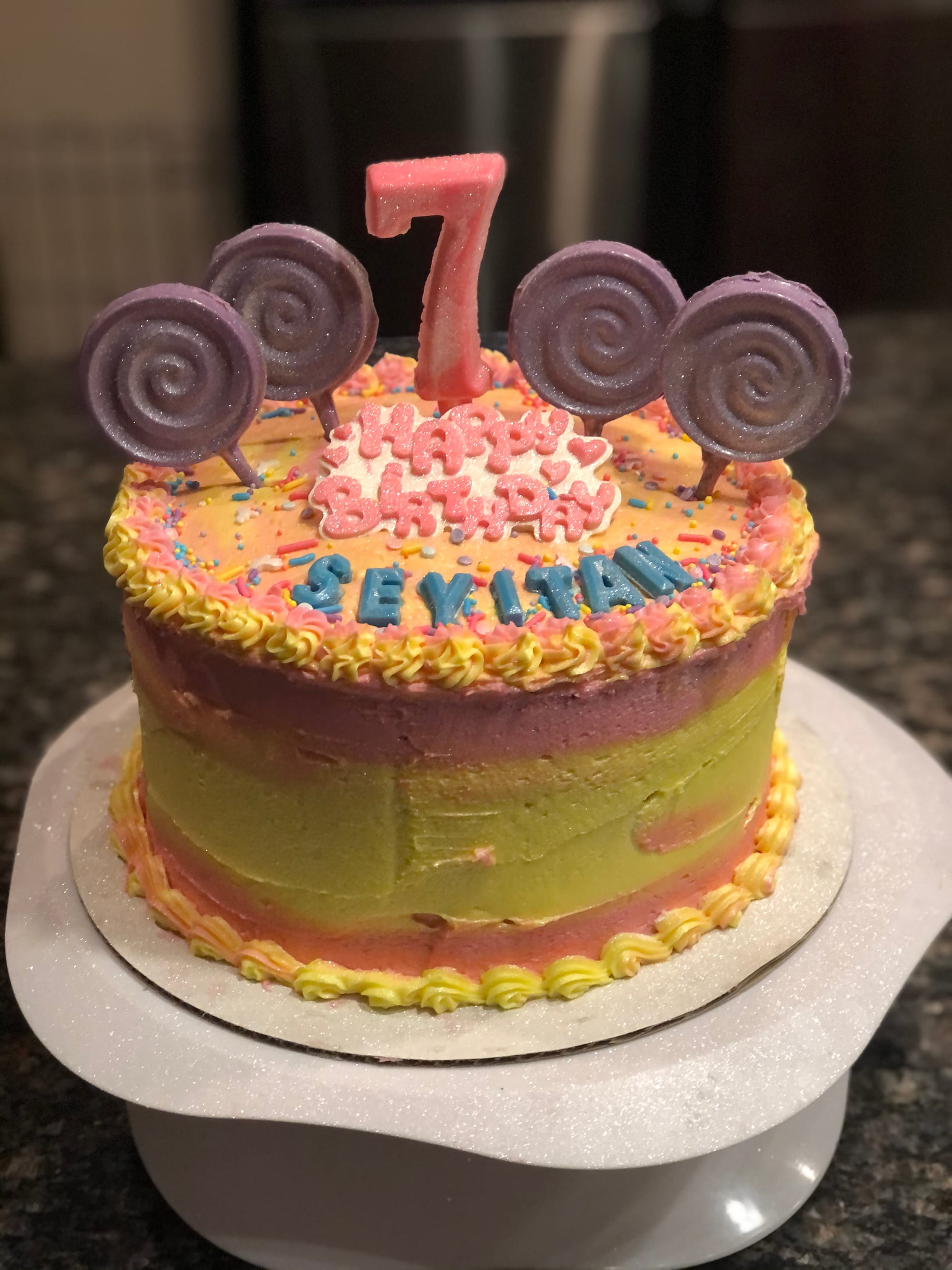 4 Layer Vanilla And Red Velvet Birthday Cake With Buttercream Frosting