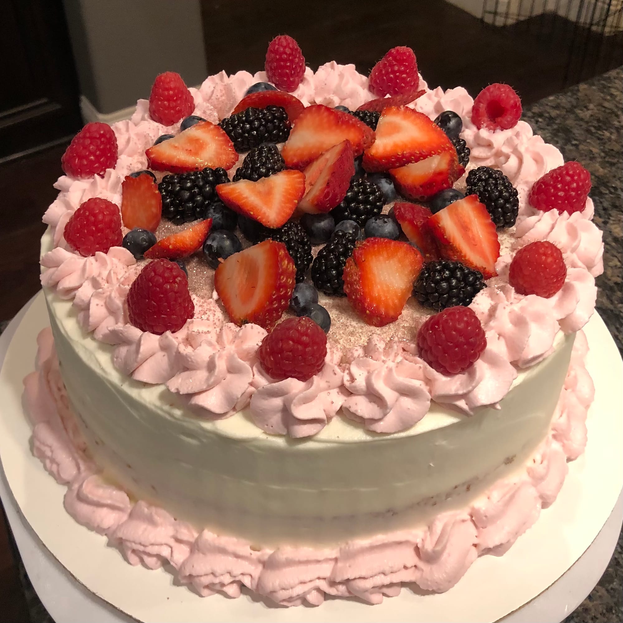 2 Layer Tres Leches Cake With Mixed Berries